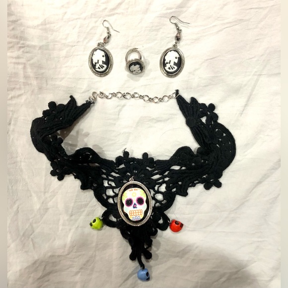 🎃 DAY OF THE DEAD costume 3pc jewelry set NWOT *bundle offer - Picture 8 of 10